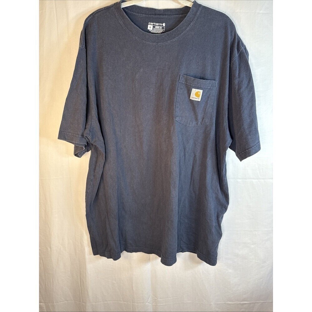 Men’s Carhartt Navy Blue Short Sleeve T Shirt Size XL Loose Fit Preowned